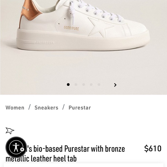 Golden Goose PureStar Women's White and Bronze Metallic Sneakers. Size 38 - Picture 3 of 16